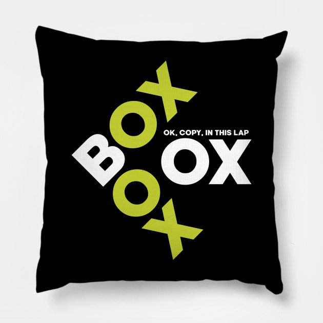 Box Box Box F1 Design Pillow by DavidSpeedDesign