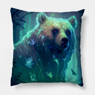 Gizzly Bear Animal Portrait Painting Wildlife Outdoors Adventure Pillow