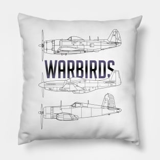 A Gathering of Warbirds: P-51 Mustang, P-47 Thunderbolt, F4U Corsair Pillow