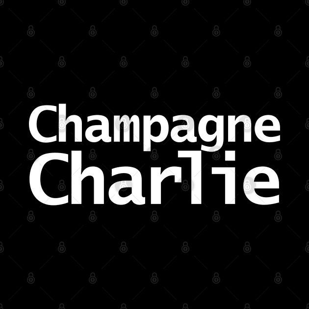 Champagne Charlie Minimal Typography White Text by ellenhenryart