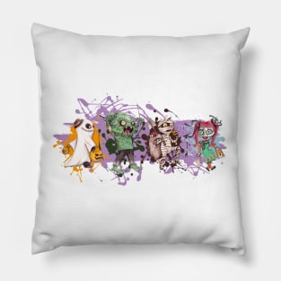 Watercolor Halloween Trick or Treaters Pillow