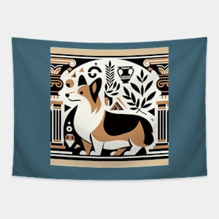 Grecian Tricolor Corgi Design Tapestry