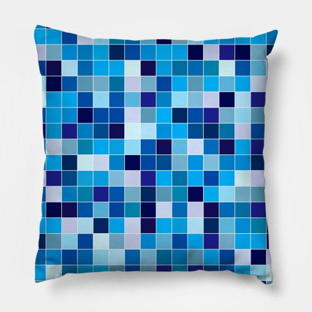 Blue square tiles Pillow by rheyes