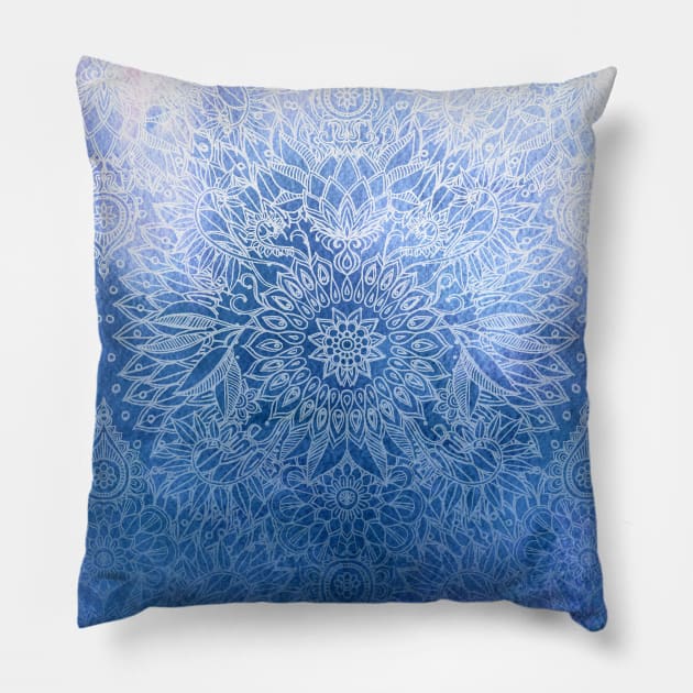 Enchanted Indigo - watercolor + doodle Pillow by micklyn