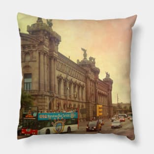 View of the charming Spanish streets Spain sightseeing trip photography from city scape Barcelona Blanes Malgrat del Mar Santa Susuana Pillow