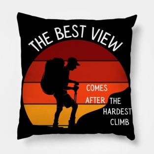 The Best Views Hiking Vintage Retro Mountain Pillow