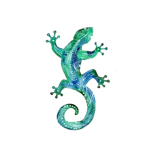 Turquoise Tribal Gecko T-Shirt