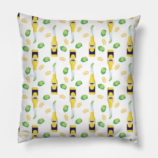 Corona Mexican Beer Crown and Lemon Pattern Pillow