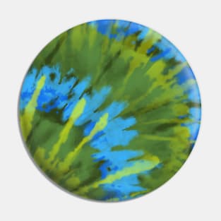 Tie Dye Sunburst Green Blue Yellow Pin