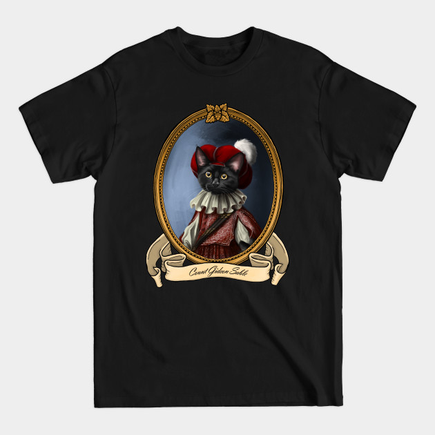 Disover Renaissance Cat - Count Gideon Sable (A Black Cat) - Black Cat - T-Shirt