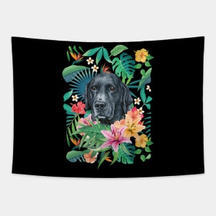 Tropical Black Labrador Retriever Tapestry