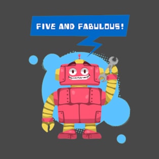 5th Birthday five year old robot design T-Shirt