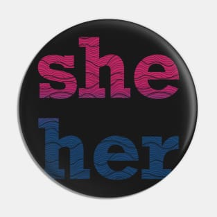 Bisexual She Her Waves Pin