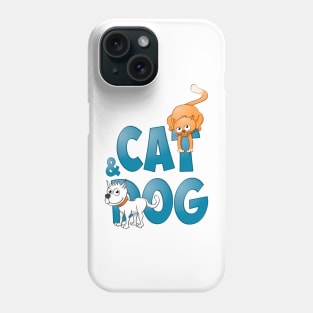 Funny Cat and dog illustration. Phone Case