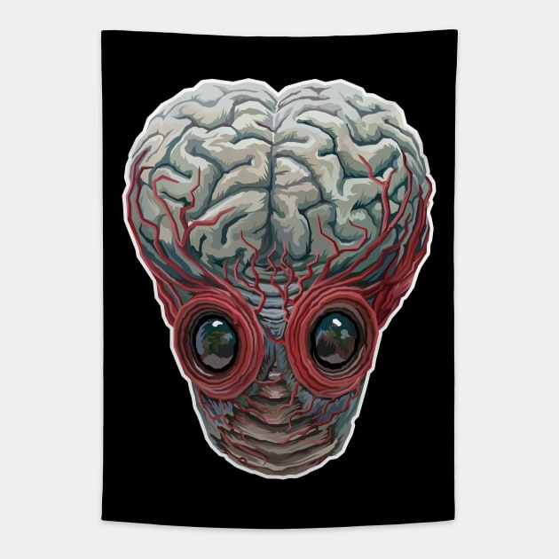 The Metaluna Mutant (Color Tinted Design) Tapestry by pentoolarts