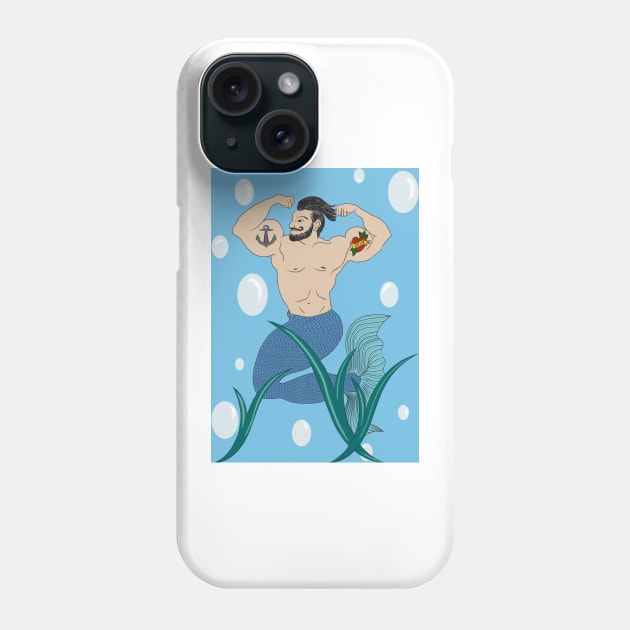 Muscle Merman Phone Case by Beni-Shoga-Ink