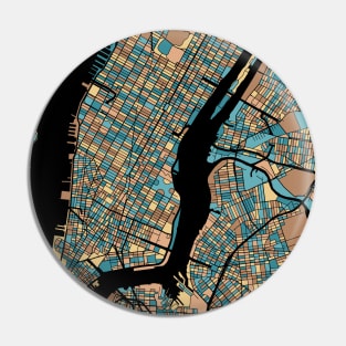 New York Map Pattern in Mid Century Pastel Pin