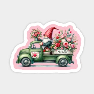 Valentines gnome truck, rustic truck farm truck valentines gnome Magnet