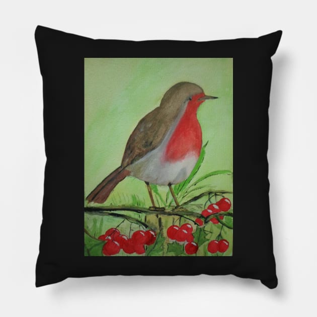 Christmas Robin Pillow by Beswickian