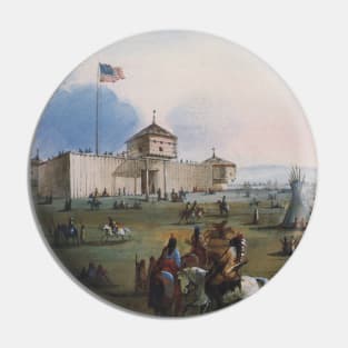 Fort Laramie (aka Sublette's Fort or Fort William) by Alfred Jacob Miller Pin