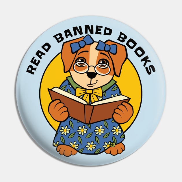 Read Banned Books Dog Pin by Sue Cervenka