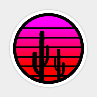 retro cactus sunset Magnet