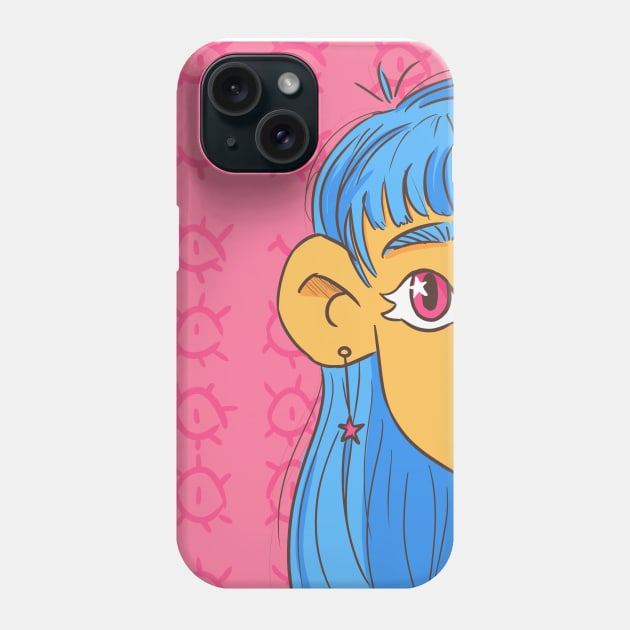 Blue haired girl Phone Case by juulsart