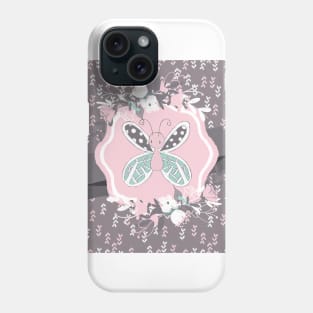 butterfly with flower wreath Phone Case