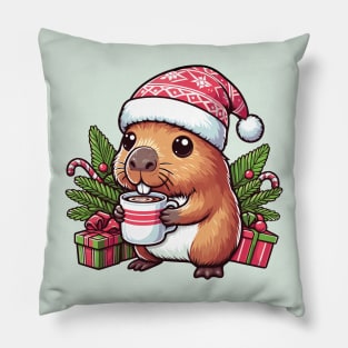 Festive capybara Pillow