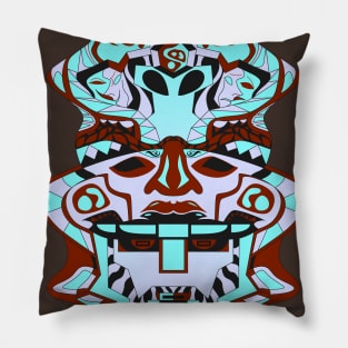 olmec totem in robot gemini ecopop Pillow