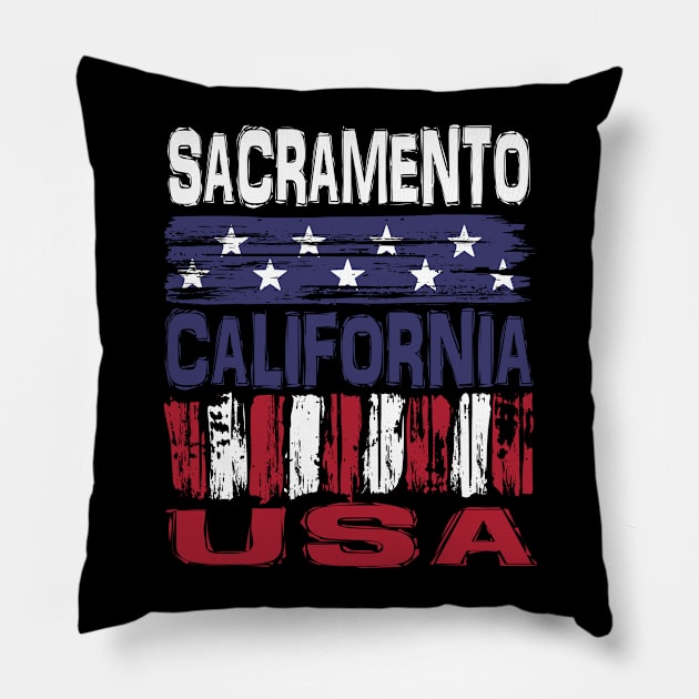 Sacramento California USA T-Shirt Pillow by Nerd_art