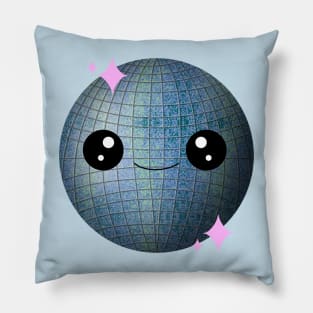 Kawaii Disco Ball in Blue Pillow