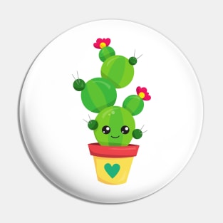 Cute Cactus, Green Cactus, Kawaii Cactus, Flowers Pin