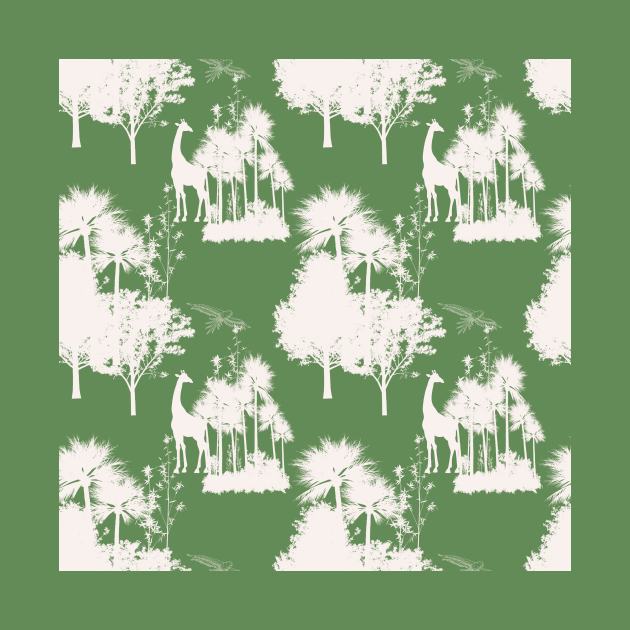 Green Backround Safari Toile by Own Design Online