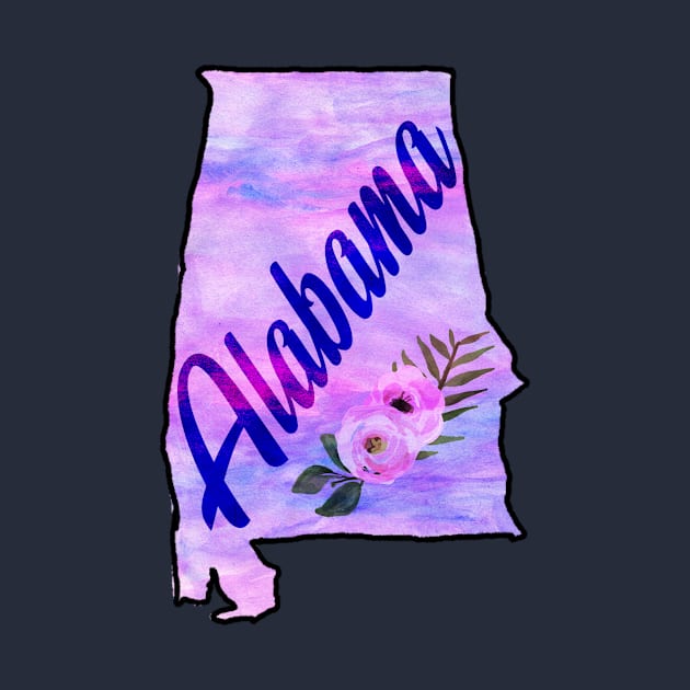 The State of Alabama - Pink Watercolor by loudestkitten