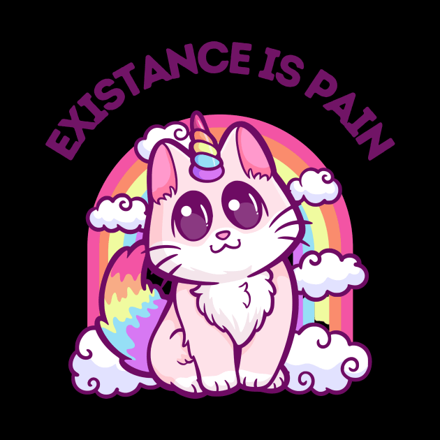 Existance Is Pain: Existential Whiskers Hilarious Cat with a Rainbow Twist by Holymayo Tee