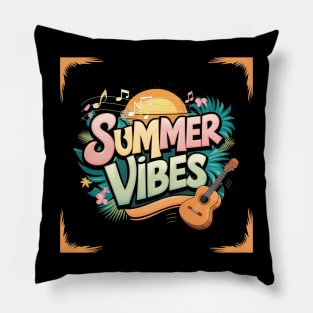 Summer vibes 2024. Guitar and music lovers Pillow