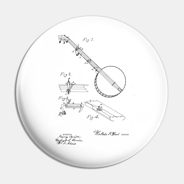 Musical Instrument vintage Patent Drawing Pin by skstring