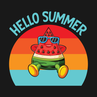 Glasses Watermelon Face Happy Melon Xmas July Hello Summer T-Shirt