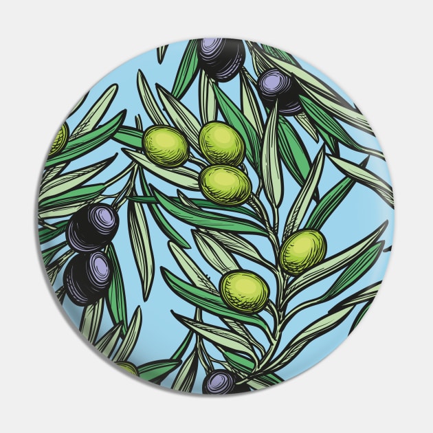 Olives - Mediterranean pattern Pin by GreekTavern