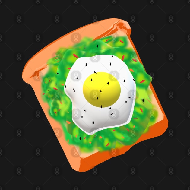 Avocado Toast with Egg (Black Background) by Art By LM Designs 