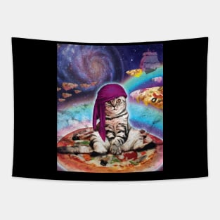 Space Pizza Cat Galaxy T-Shirt Tapestry