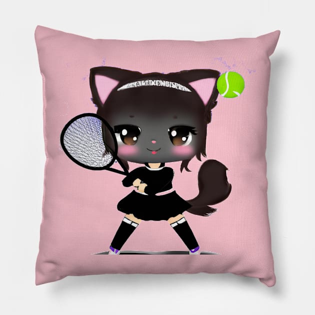 Black Cat Tennis Pillow by MGphotoart