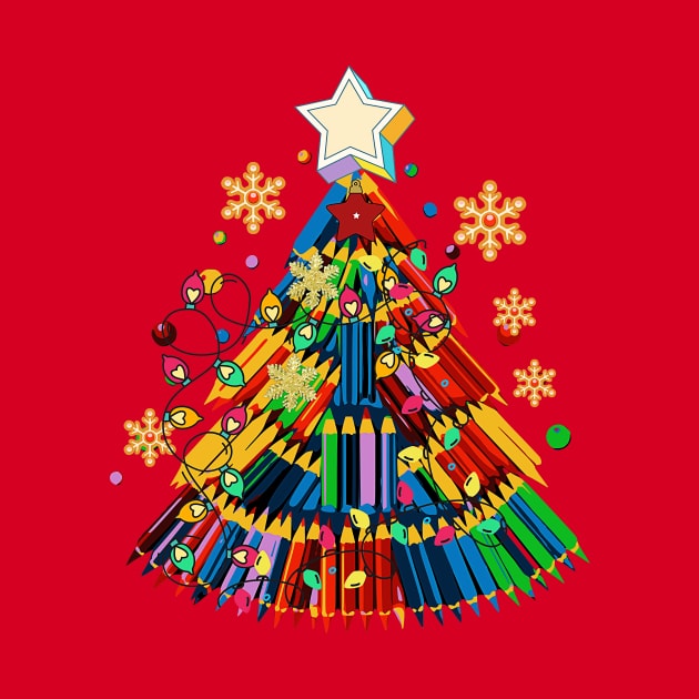 Teacher Crayon Christmas Tree Lights Student School Xmas by wfmacawrub