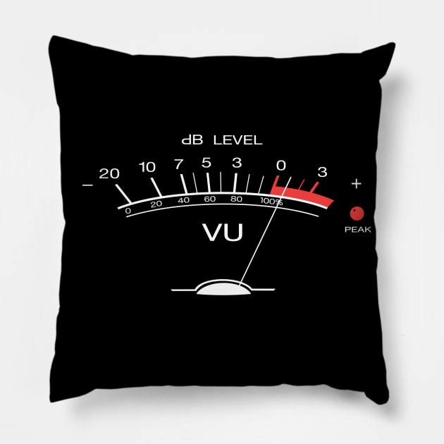 Volume VU Meter Vintage Audio Engineer Recording Studio Gear Head Musician Guitar Shirt Classic White Print Pillow by blueversion