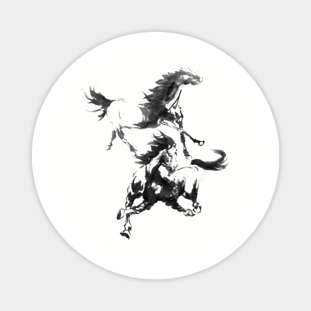 Horses Ink Painting Sumi Ink Painting Magnet Teepublic