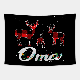 Oma Reindeer Plaid Pajama Shirt Family Christmas Tapestry