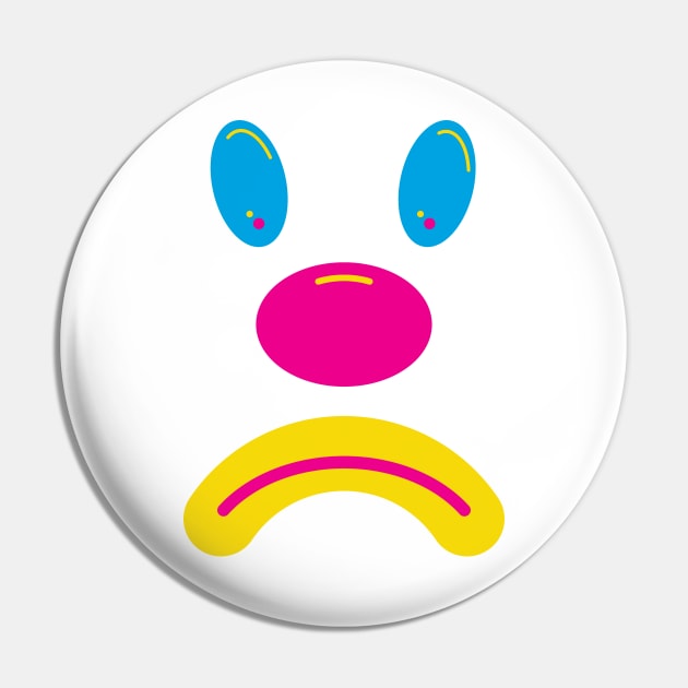 Sad Clown - Cyan Magenta Yellow Pin by Squidoink