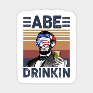 Abe Drinkin US Drinking 4th Of July Vintage Shirt Independence Day American T-Shirt Magnet