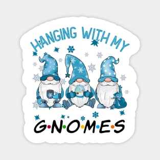 Funny Christmas Gnome Hanging With My Gnomies Family Pajamas Magnet